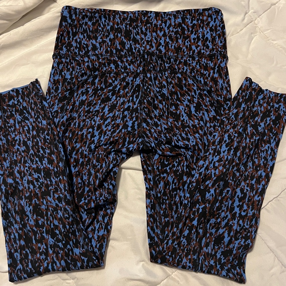 🍋 Lululemon Fast and Free High-Rise Leopard Camo Blue Nile Multi